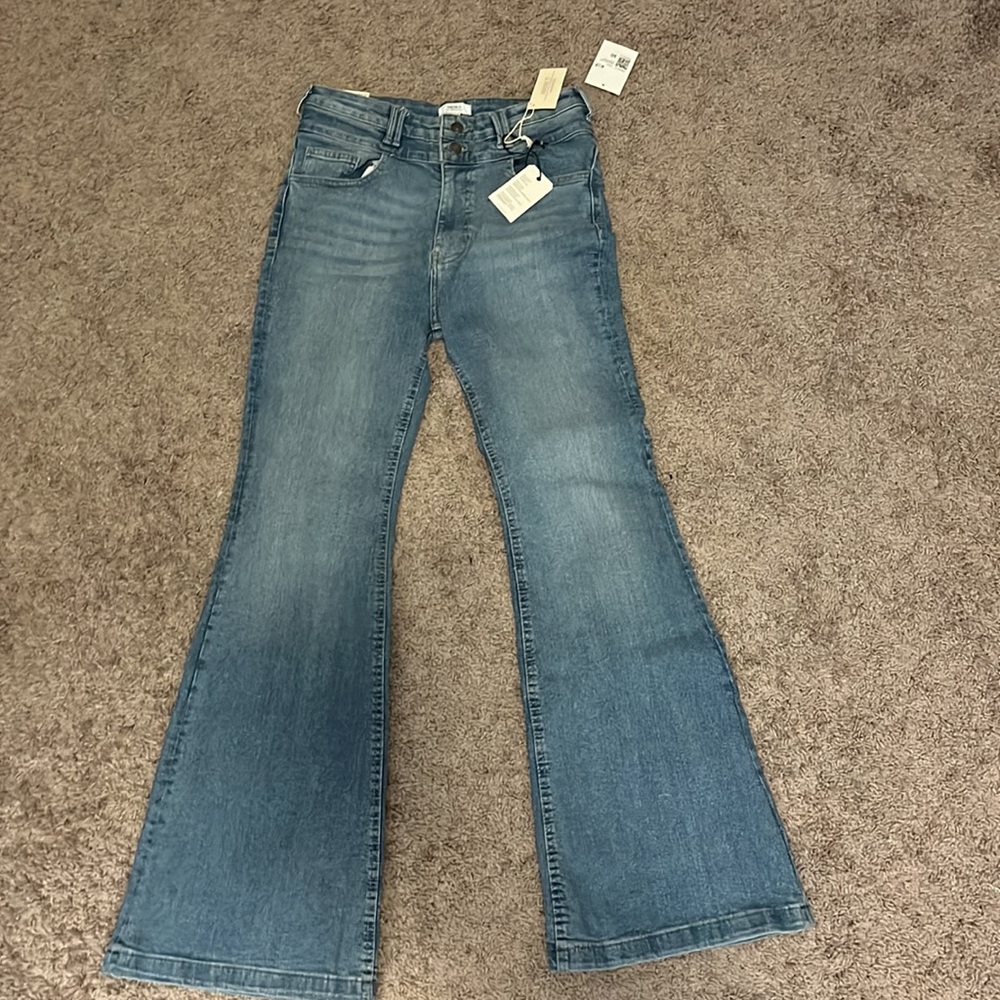 Flare jeans (high rise, slim fit, flare leg)